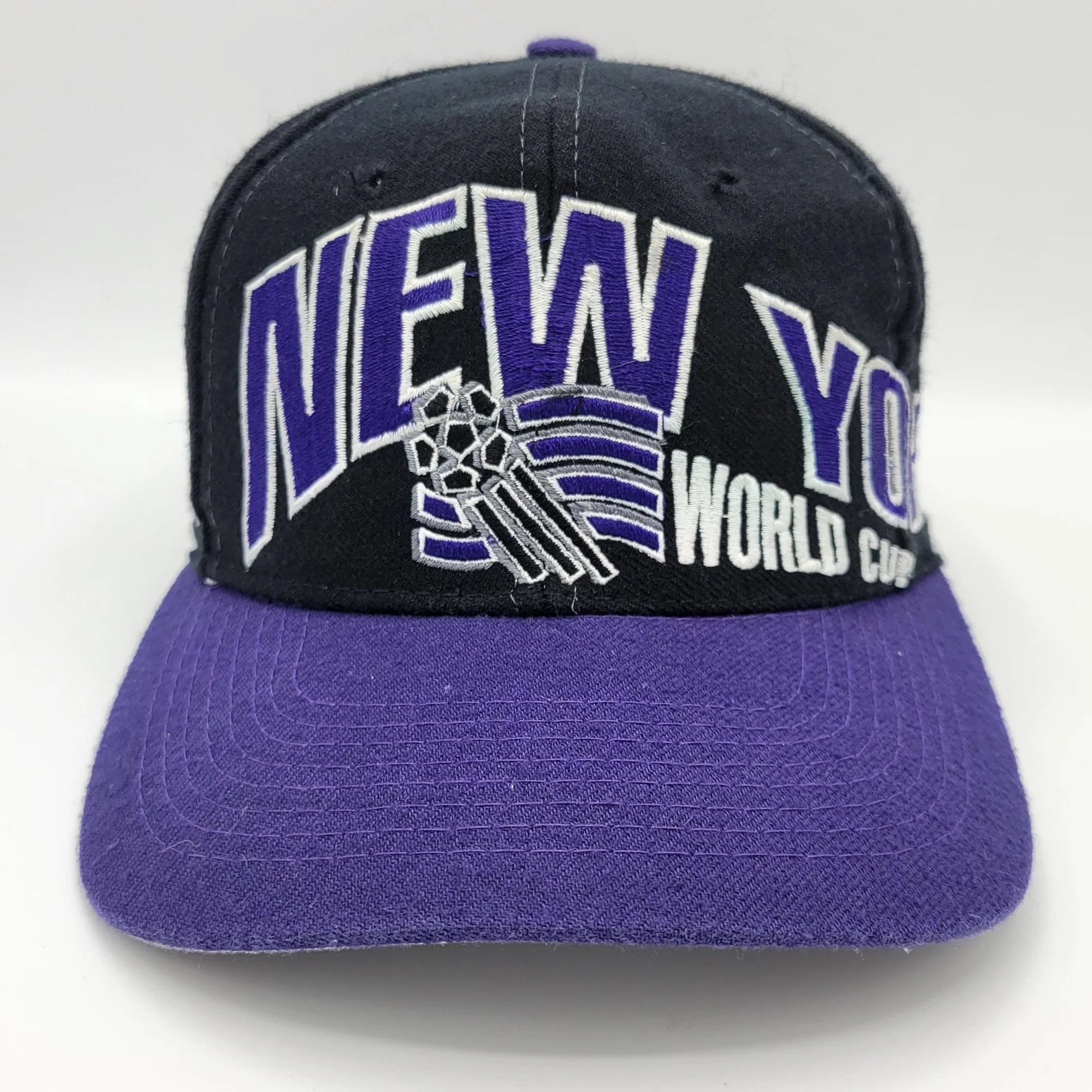 New York Vintage 90s World Cup Usa Soccer Snapback Hat Apex One 1994 Games Football Black Purple Baseball Cap by Apex One - Image 2