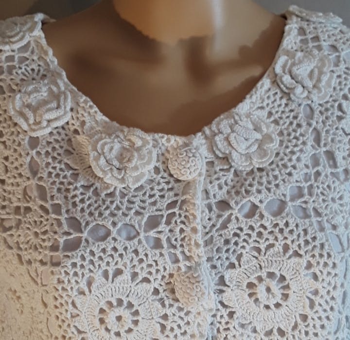 90's Crocheted Short Sleeve Cardigan by Nicole Marie - Image 5