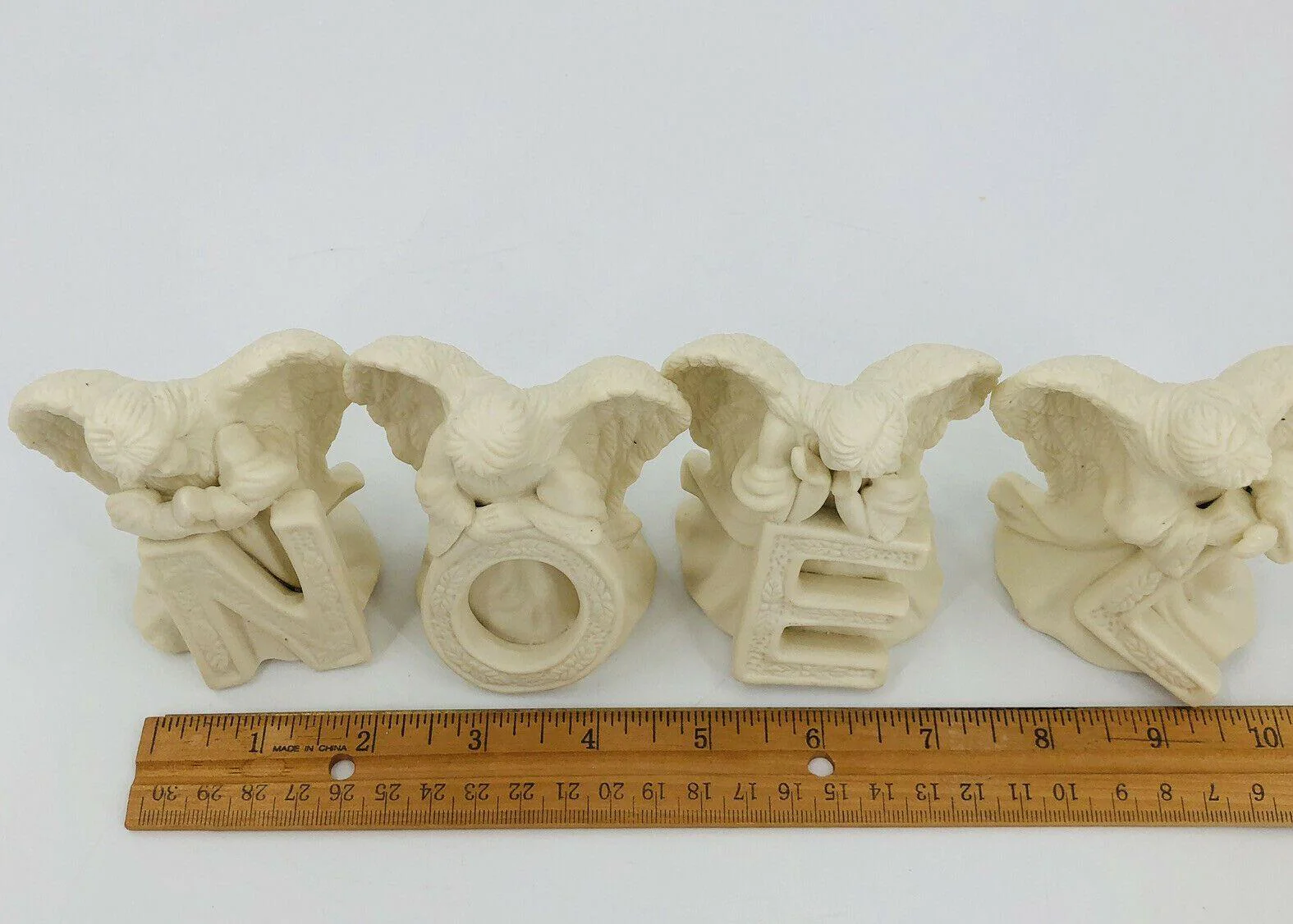 Noel Angel Letter 4 Pc Set - Christmas Decor - Ceramic Figurines 3. 5" Cream - Image 10