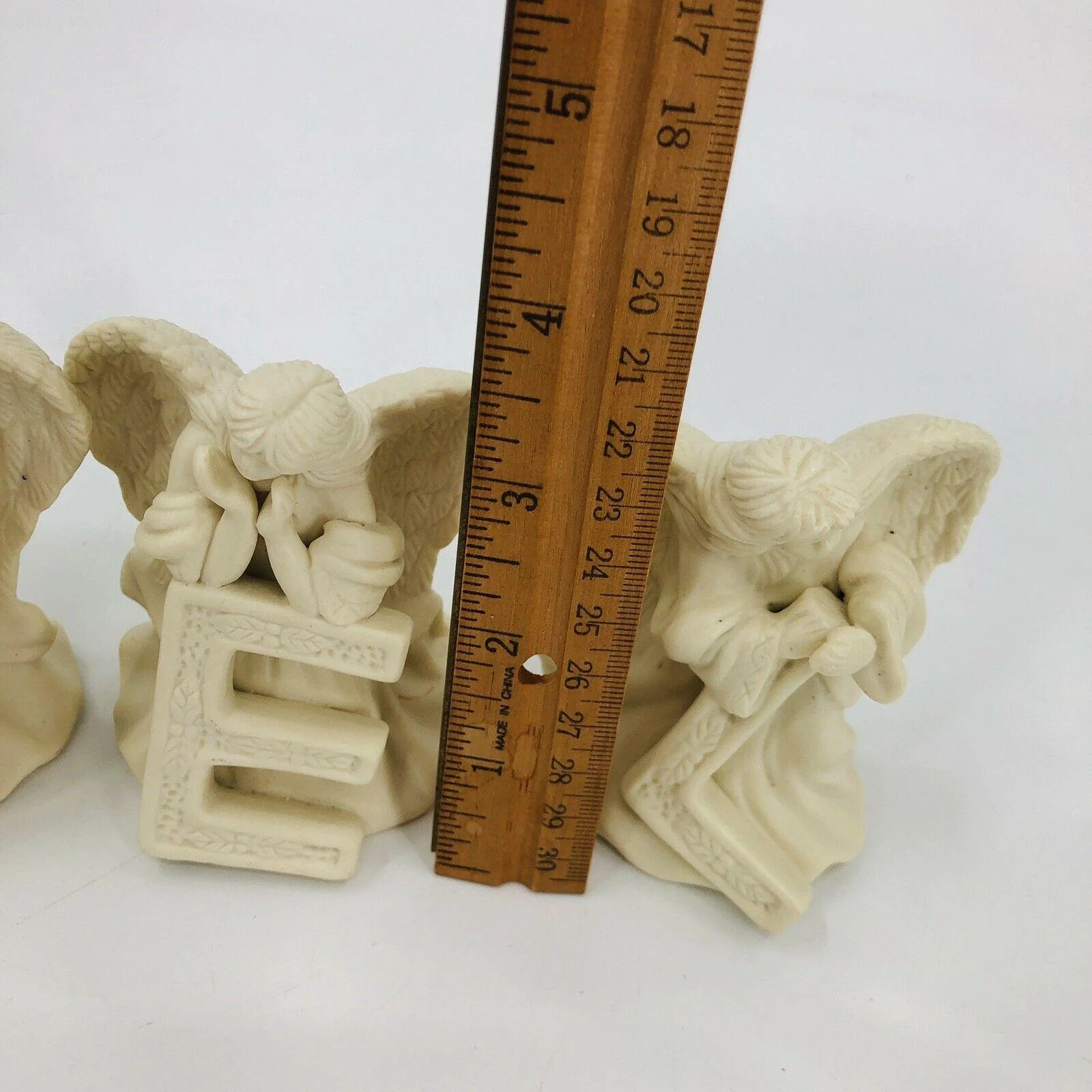 Noel Angel Letter 4 Pc Set - Christmas Decor - Ceramic Figurines 3. 5" Cream - Image 11