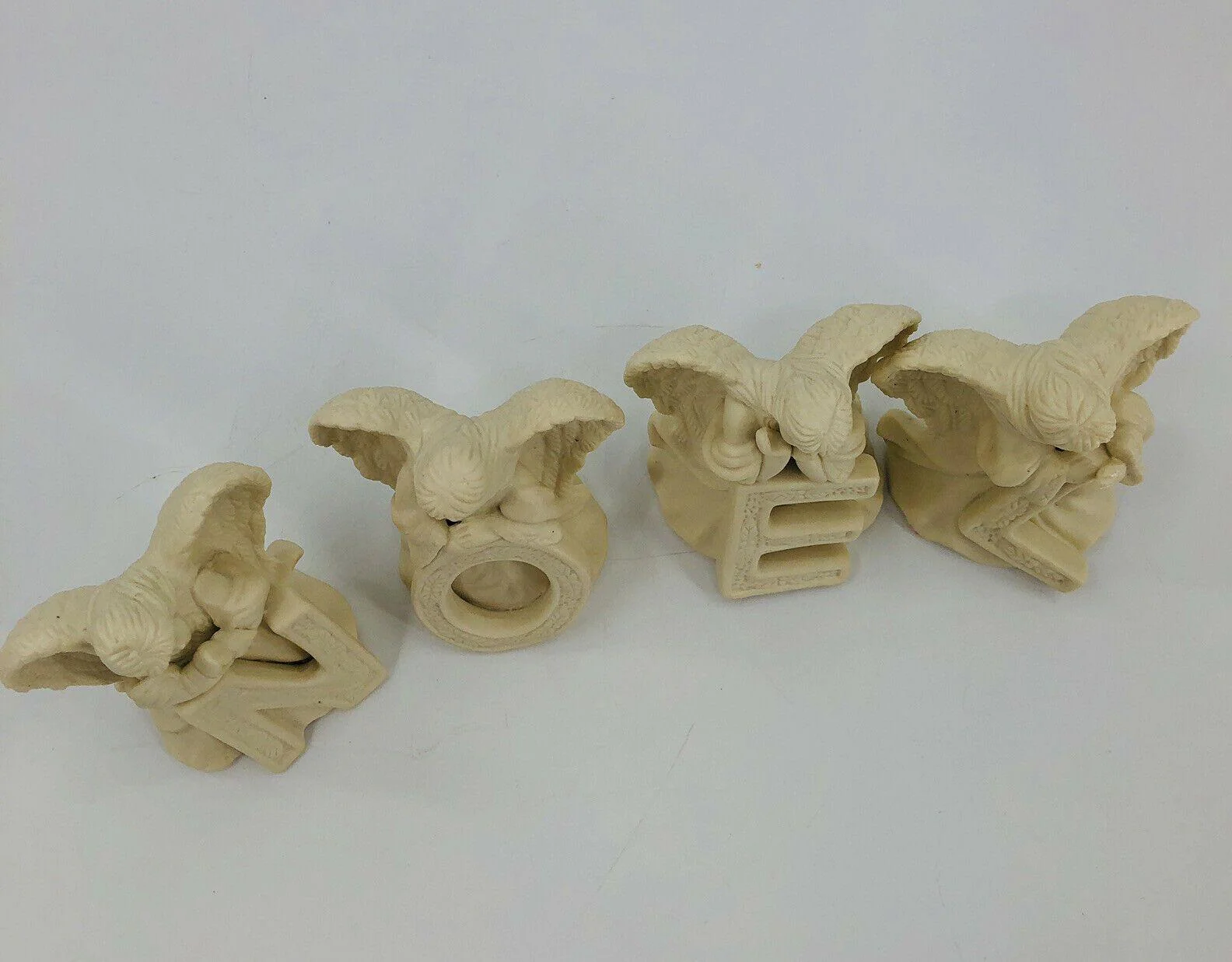 Noel Angel Letter 4 Pc Set - Christmas Decor - Ceramic Figurines 3. 5" Cream - Image 2