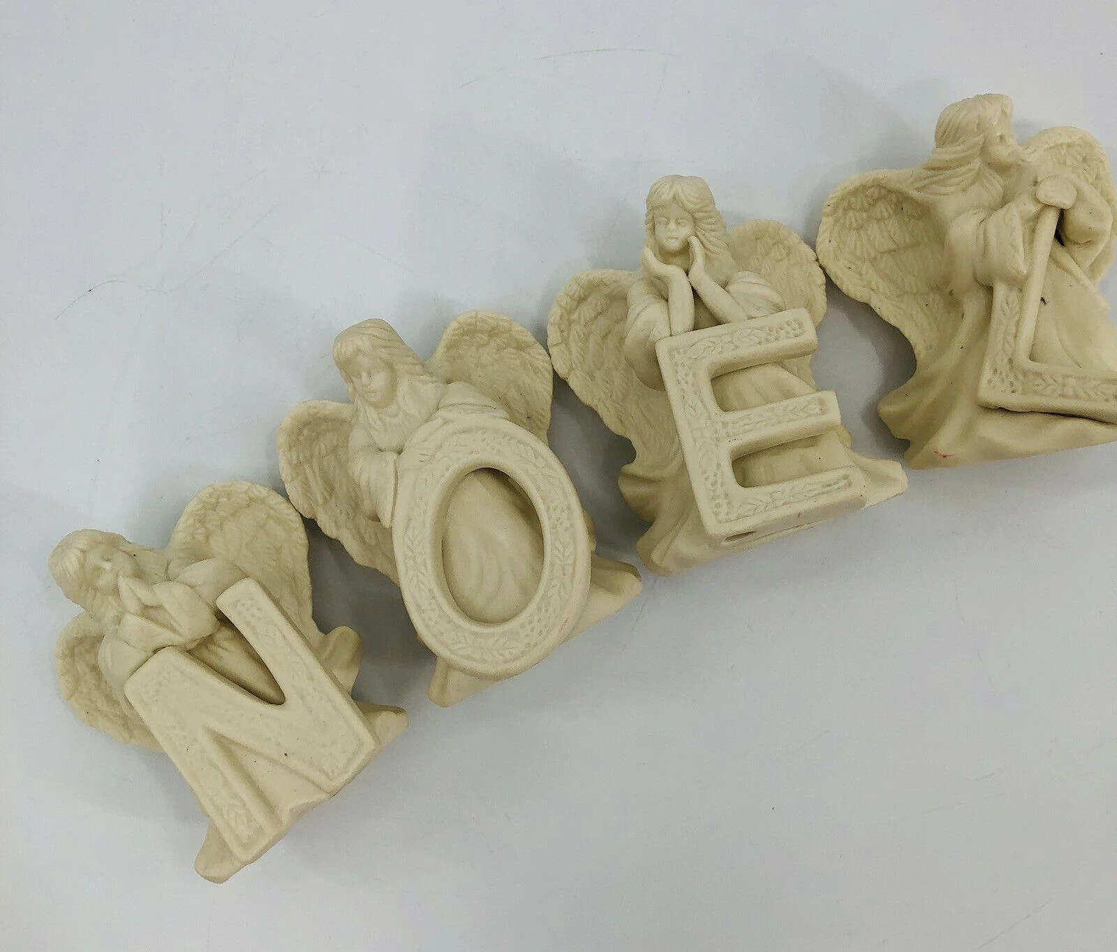 Noel Angel Letter 4 Pc Set - Christmas Decor - Ceramic Figurines 3. 5" Cream - Image 3