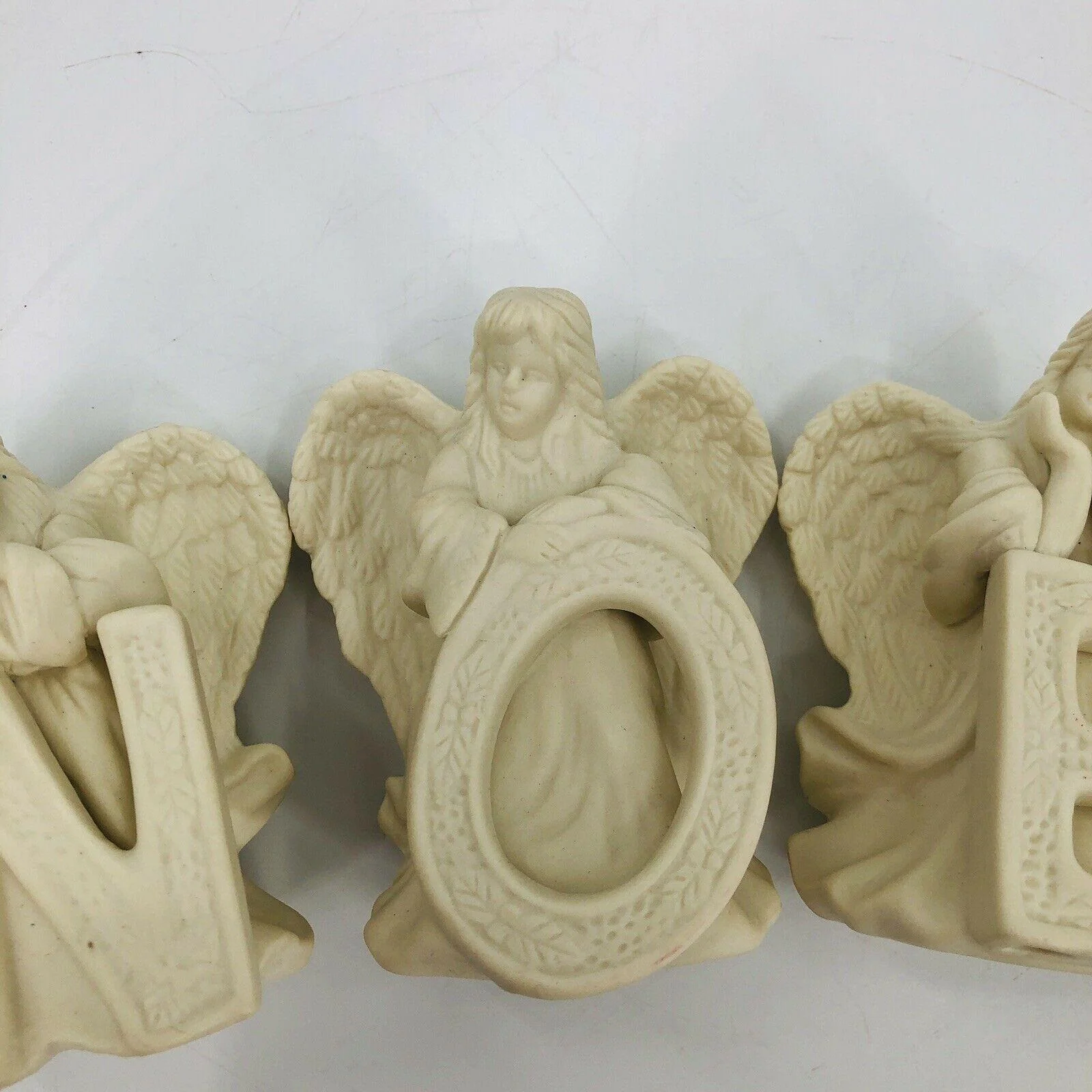 Noel Angel Letter 4 Pc Set - Christmas Decor - Ceramic Figurines 3. 5" Cream - Image 5
