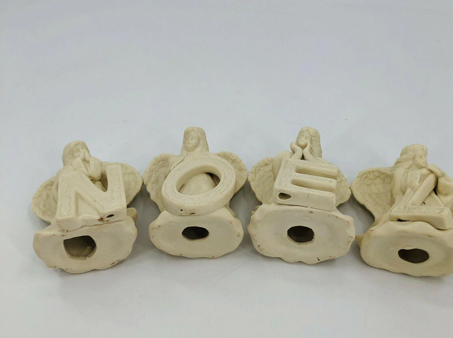 Noel Angel Letter 4 Pc Set - Christmas Decor - Ceramic Figurines 3. 5" Cream - Image 8