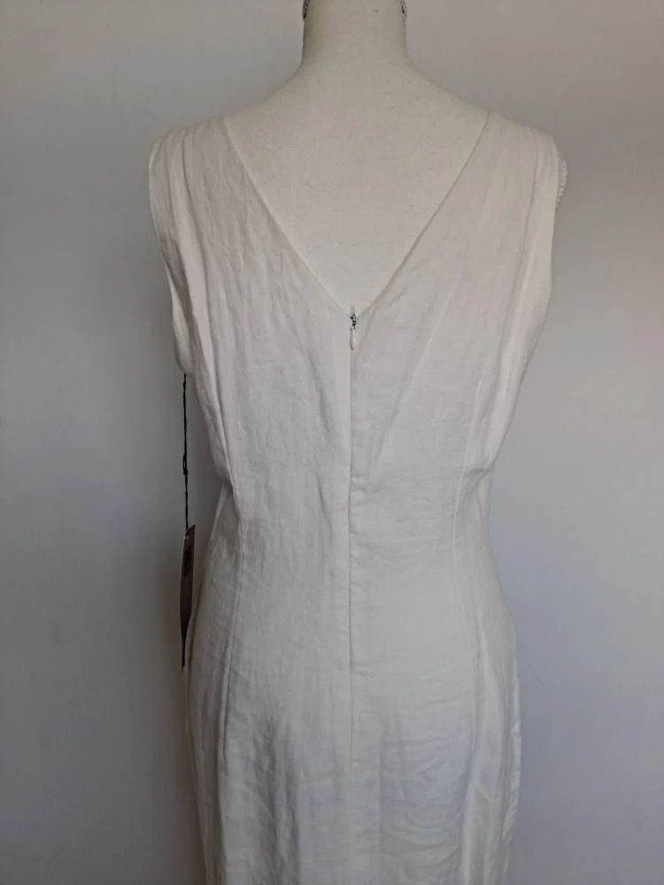 Nos Vintage 90s Carole Little Off White Linen Crochet Dress by Carole Little - Image 5