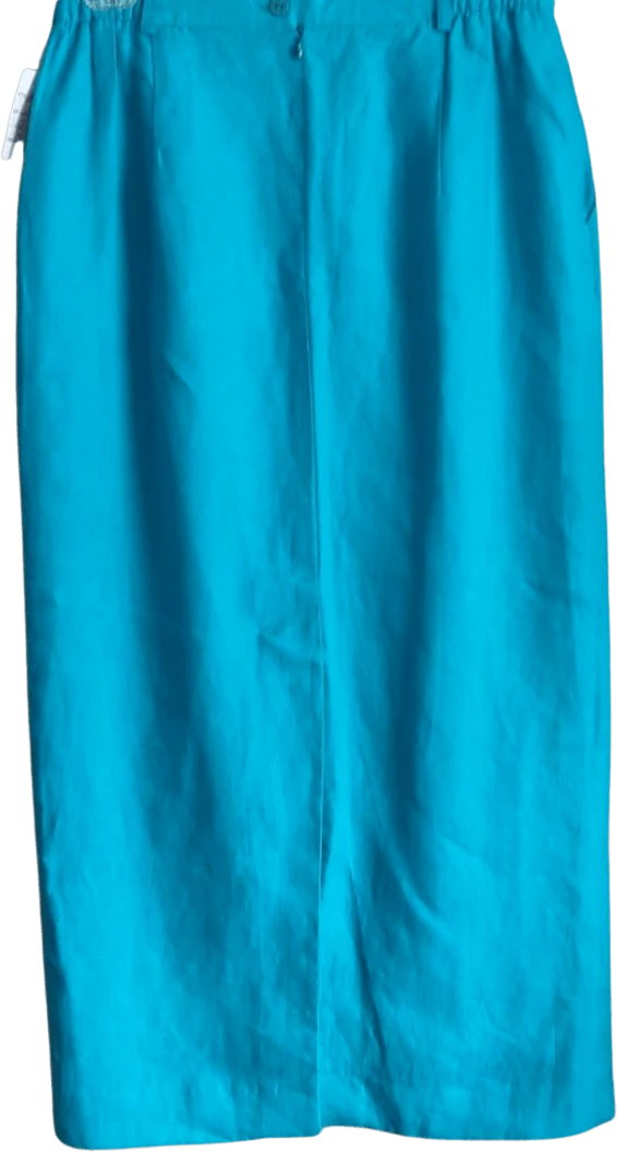 80's Teal Linen Skirt by Sharon Young - Image 2