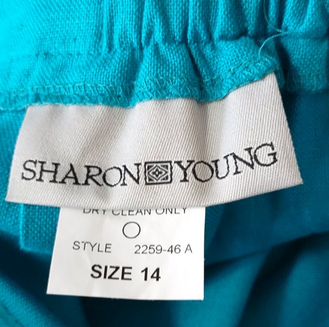 80's Teal Linen Skirt by Sharon Young - Image 7