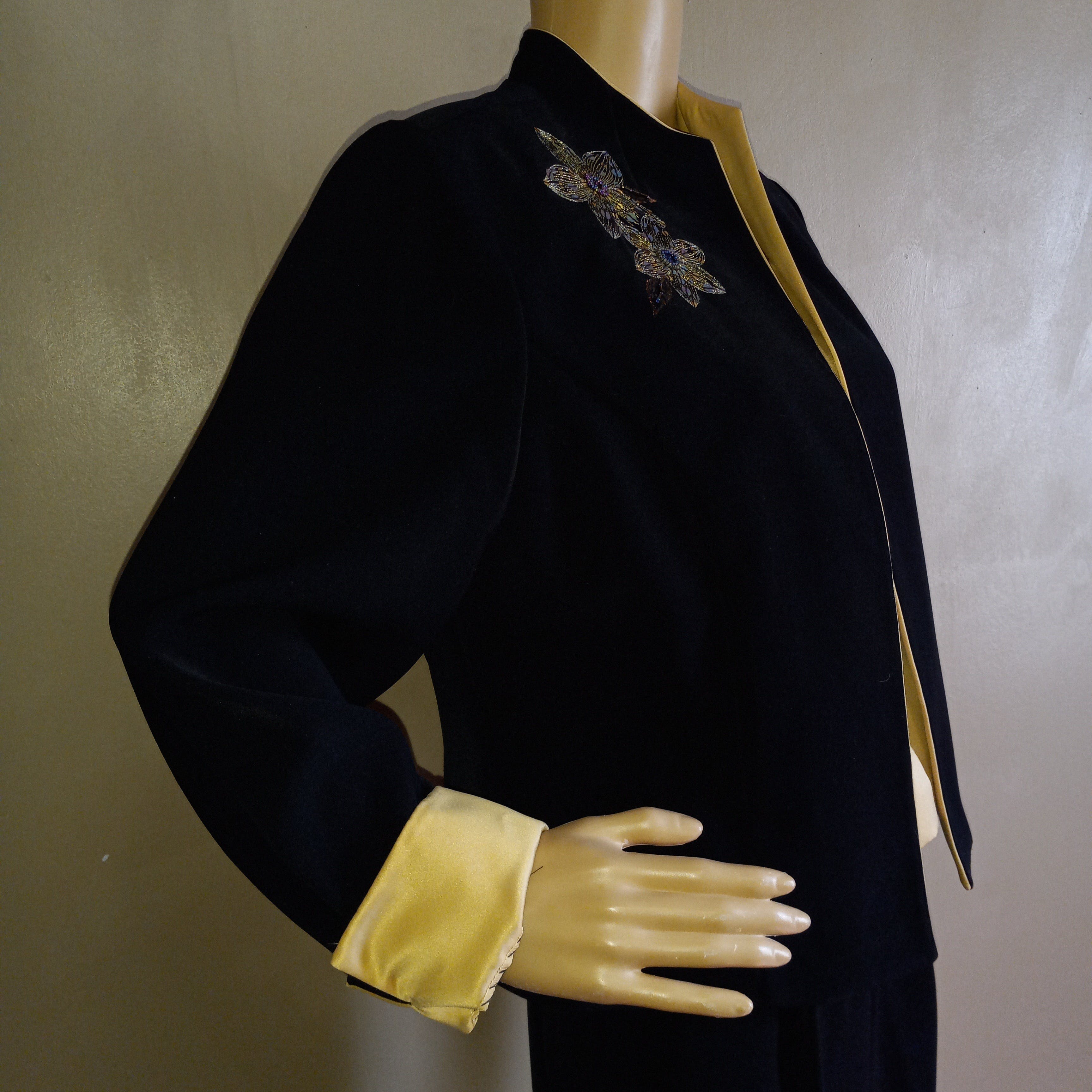 90’s 3 Piece Polyester Black Gold Pants Suit by Positive Attitude - Image 7