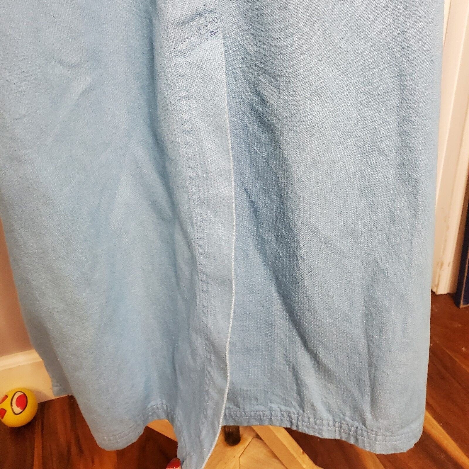 Nwt Vintage 90s Light Blue Denim Pinafore Bib Maxi Dress Pockets Sz M/l Cotton by Christopher & Banks - Image 6