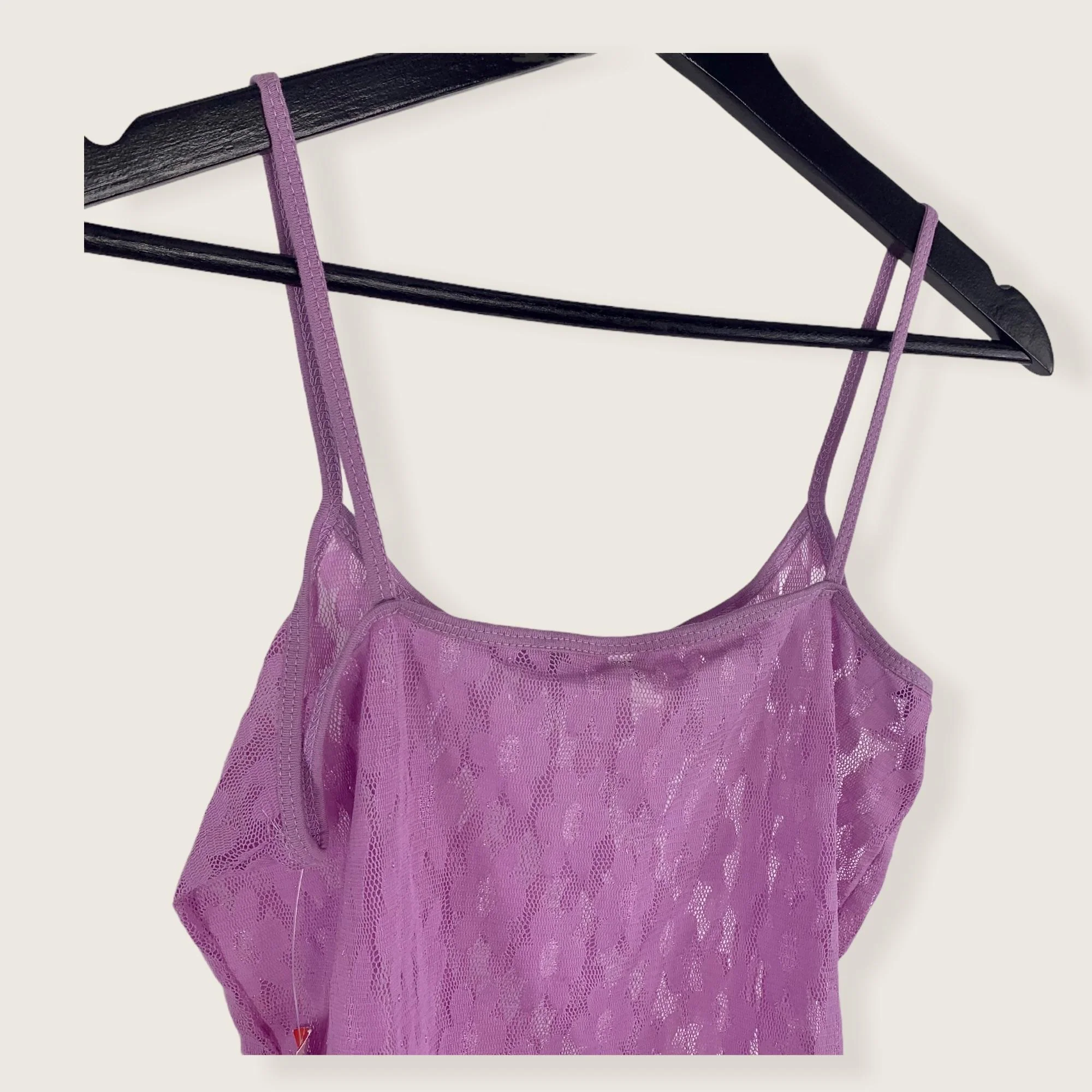 Nwt Vintage 90s Sheer Lace Spaghetti Strap Tank Top Xl - Image 5