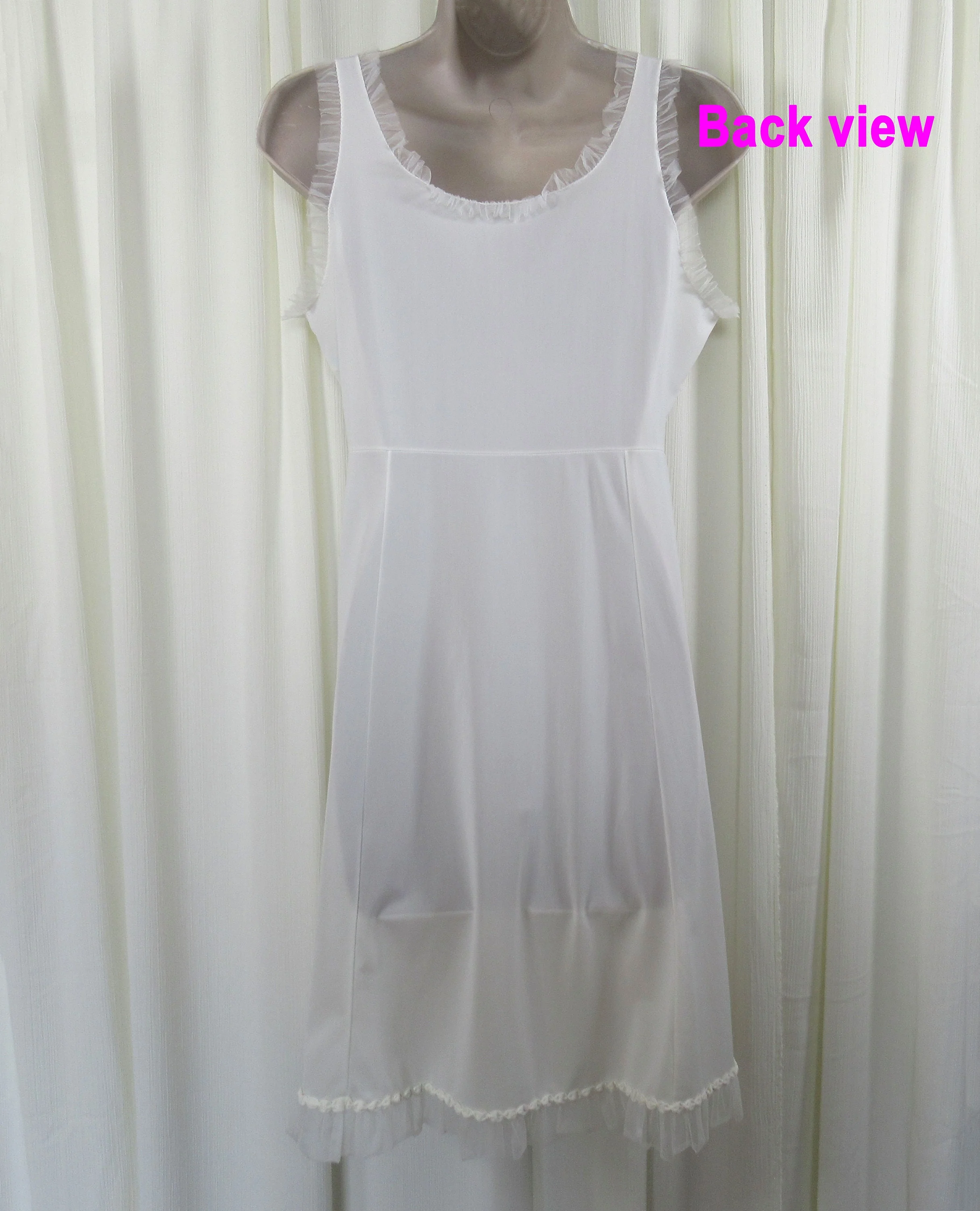 Nylon Nightgown 50s Empire Polly Betts Original White Sheer Chiffon Ruffle Trim On All Edges Knee Length Unique! by Polly Betts - Image 10