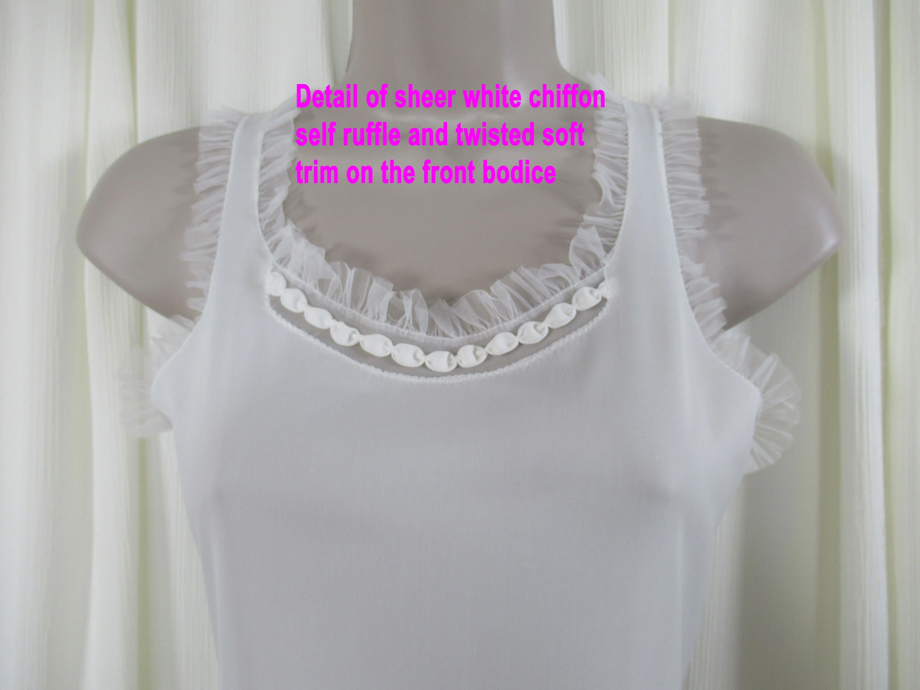 Nylon Nightgown 50s Empire Polly Betts Original White Sheer Chiffon Ruffle Trim On All Edges Knee Length Unique! by Polly Betts - Image 7