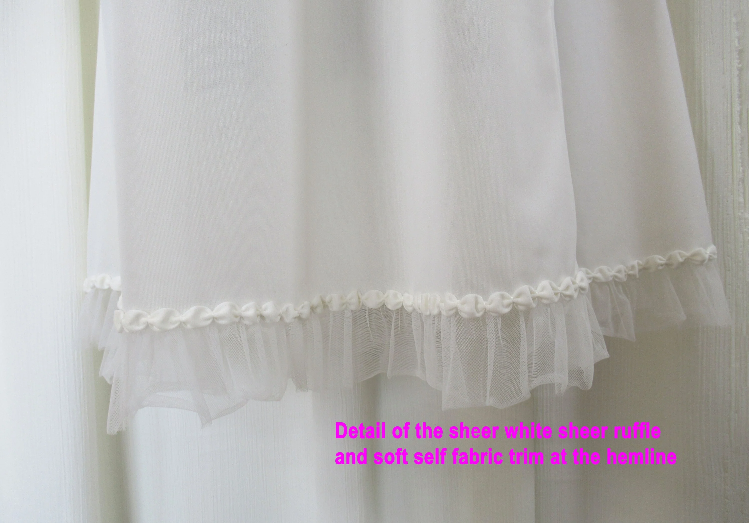 Nylon Nightgown 50s Empire Polly Betts Original White Sheer Chiffon Ruffle Trim On All Edges Knee Length Unique! by Polly Betts - Image 8