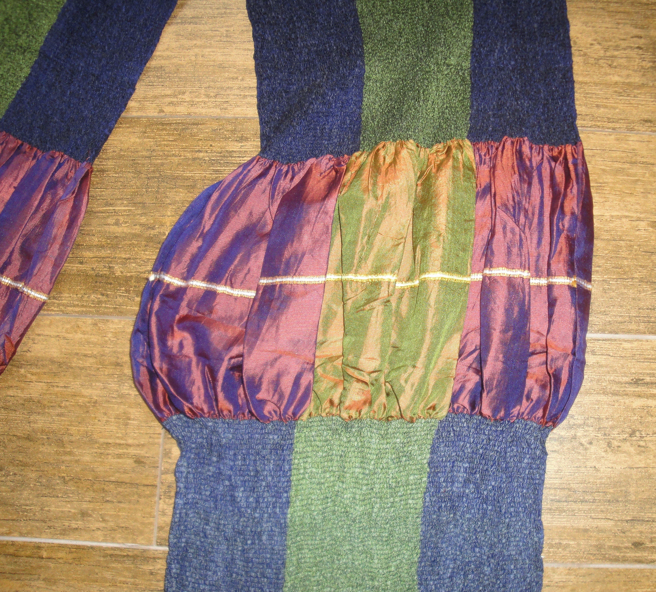 Oblong Stretchy Scarf Stretchy Sections Burgundy Purple Brown Navy Green Cream Easy To Wear Vintage - Image 5