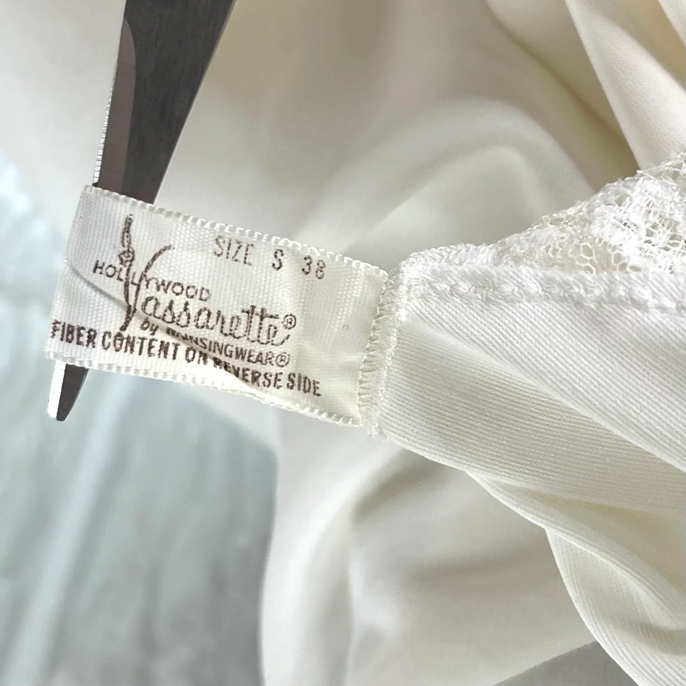 Off White Dress Slip Sheer Floral Lace By Hollywood Vasserette - Image 8