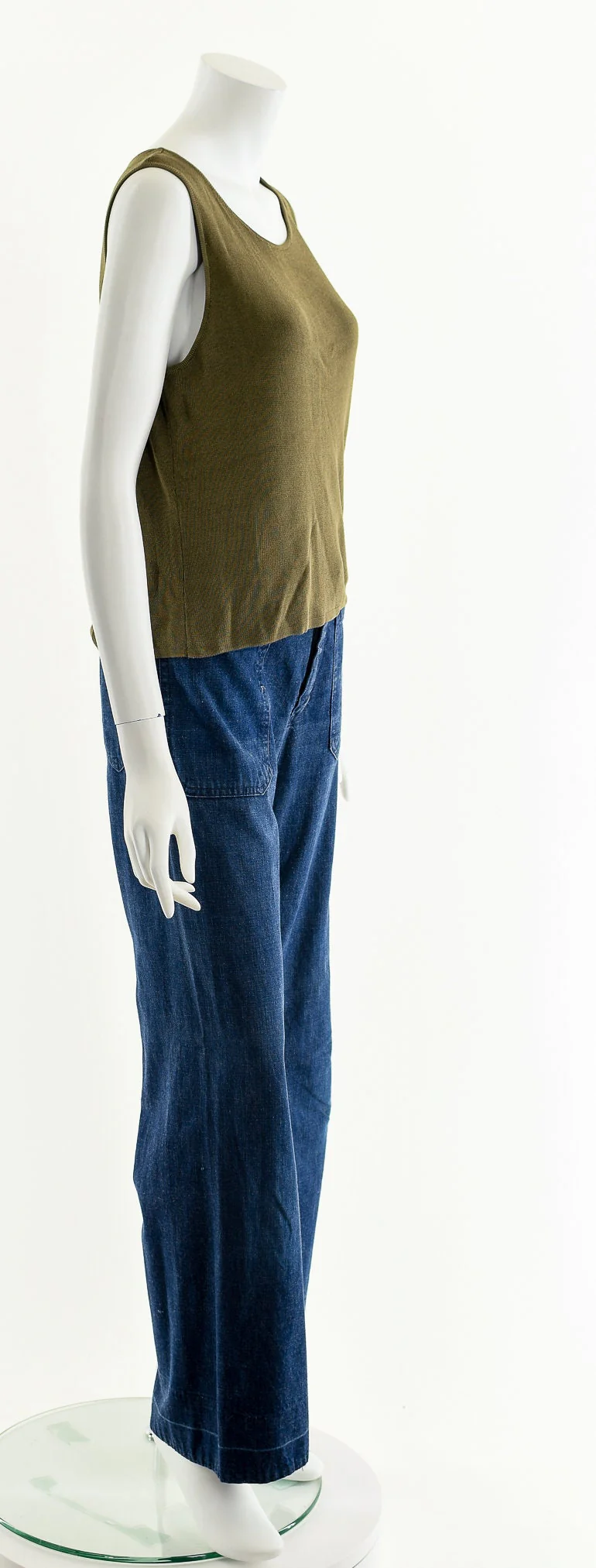 Olive Green Ribbed Slinky Tank Top by Valerie Stevens - Image 5