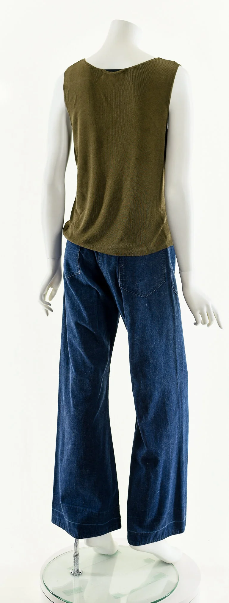 Olive Green Ribbed Slinky Tank Top by Valerie Stevens - Image 7