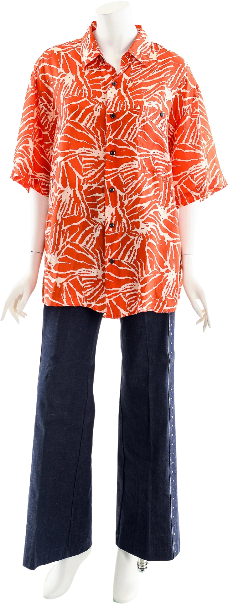Orange Abstract Floral Silk Resort Shirt by Summa Silk