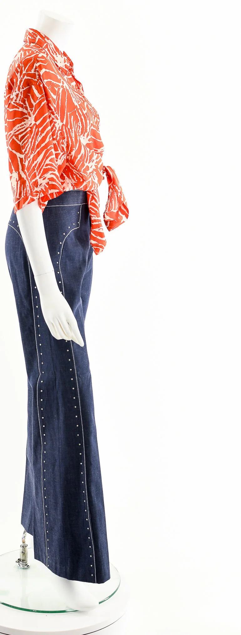 Orange Abstract Floral Silk Resort Shirt by Summa Silk - Image 6