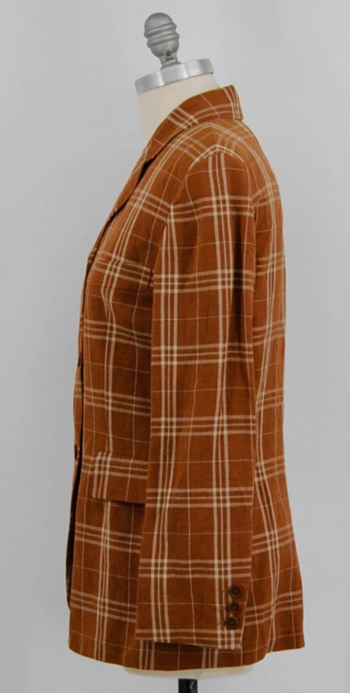 Orange Linen Blazer By Claude Barthelemy - Image 3