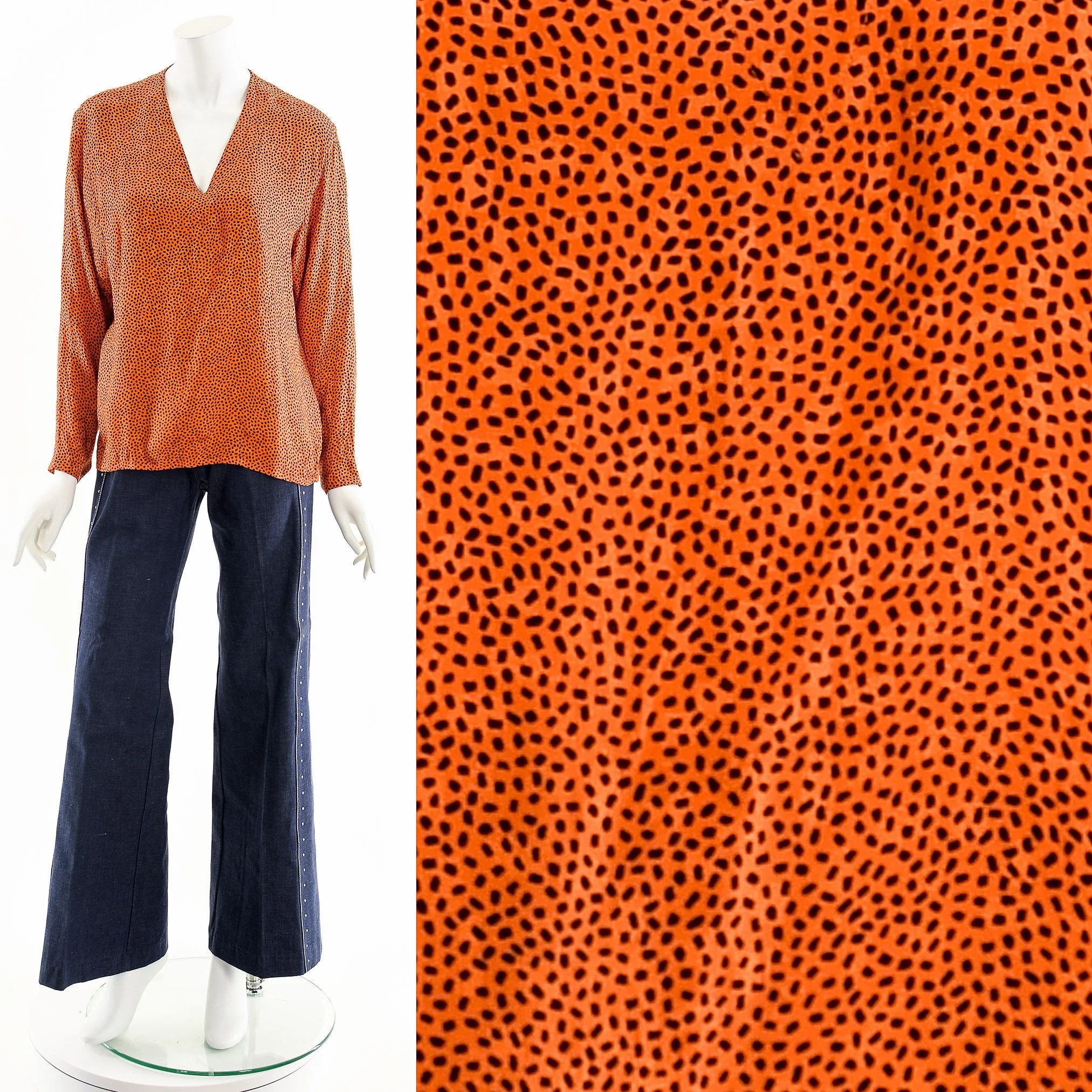 Orange Micro Dot Silk Blouse by Anne Klien II - Image 3