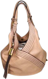 Oryany Pebbled Soft Leather Shoulder Bag Tassel and Logo Large Pale Pink 15x18x7 by orYANY