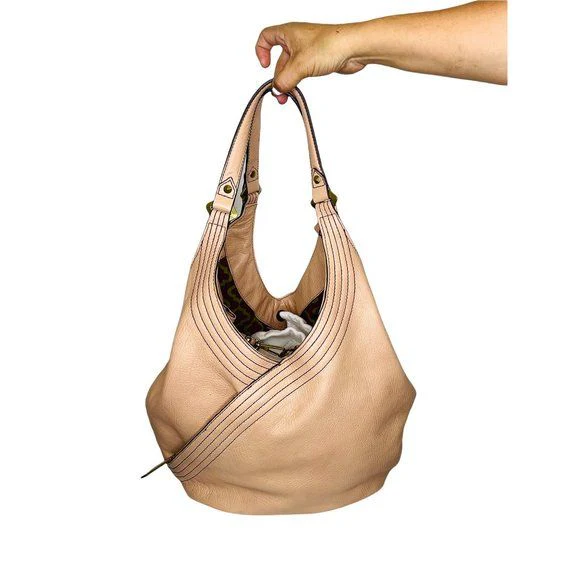 Oryany Pebbled Soft Leather Shoulder Bag Tassel and Logo Large Pale Pink 15x18x7 by orYANY - Image 2