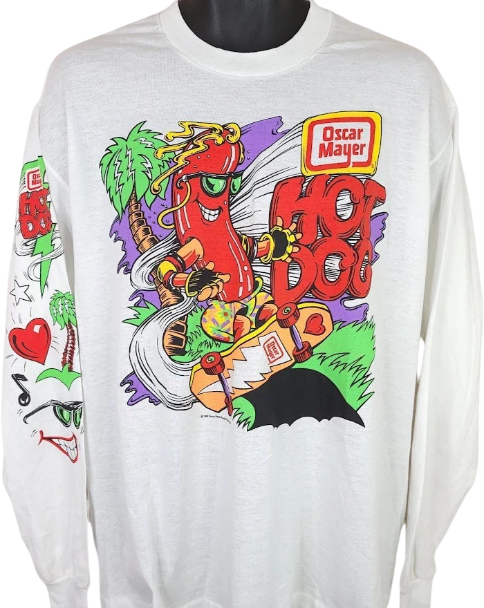Oscar Mayer Weiner T-Shirt Vintage 80s Hot Dog Skateboard Made In Usa Mens Size Xl New