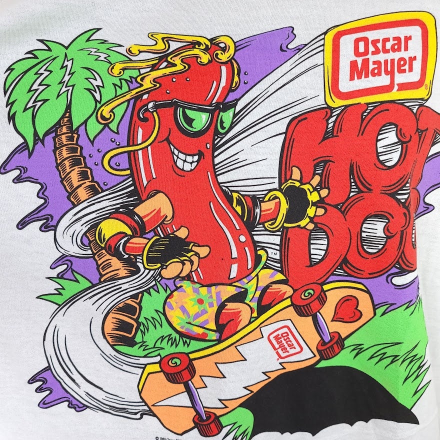 Oscar Mayer Weiner T-Shirt Vintage 80s Hot Dog Skateboard Made In Usa Mens Size Xl New - Image 2