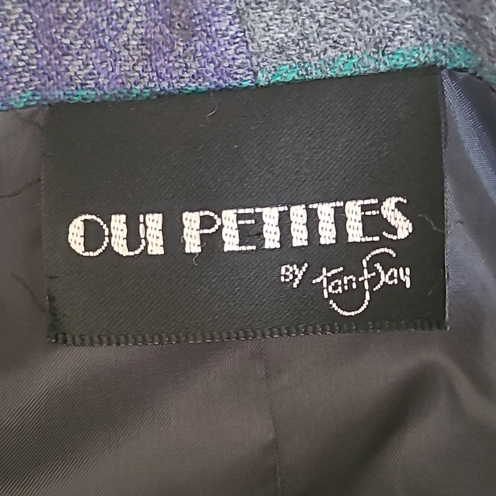 Oui Petites Vintage Green/blue/gray Plaid Blazer Jacket - Size S/m by Tan Jay - Image 7