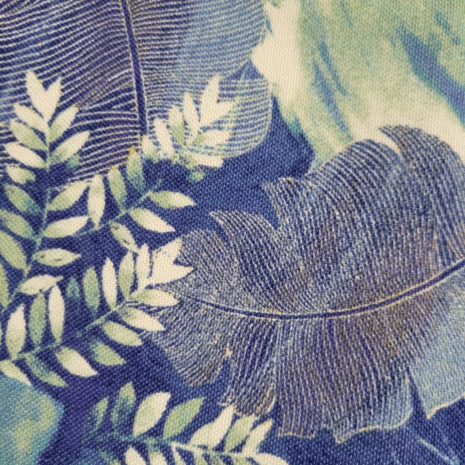 Outdoor Blue Tropical Leaf Print Fabric - 28x55 by Tommy Bahama - Image 2