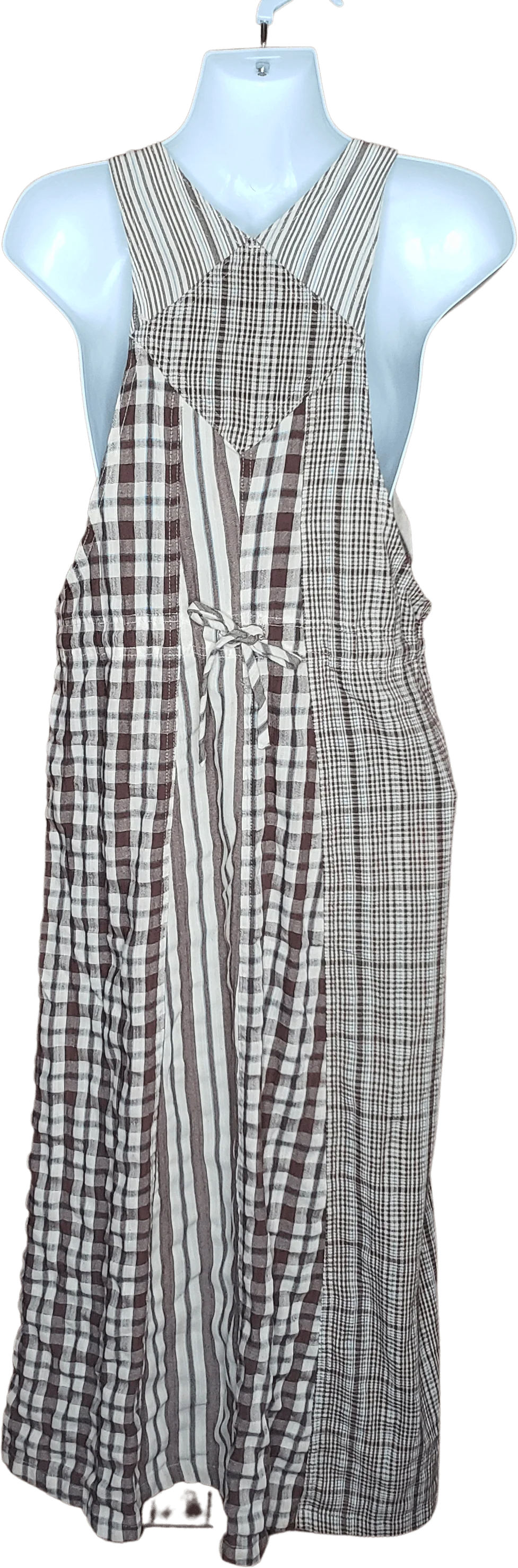 90's Brown Plaid and Stripe Overall Style Maxi Dress by Esprit - Image 2