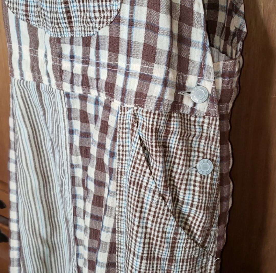 90's Brown Plaid and Stripe Overall Style Maxi Dress by Esprit - Image 5