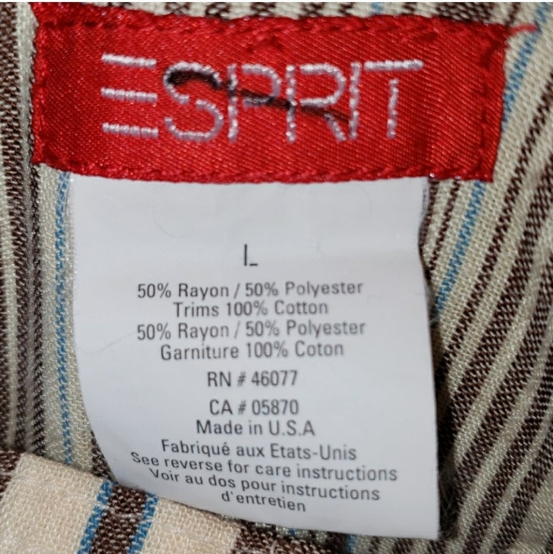 90's Brown Plaid and Stripe Overall Style Maxi Dress by Esprit - Image 7