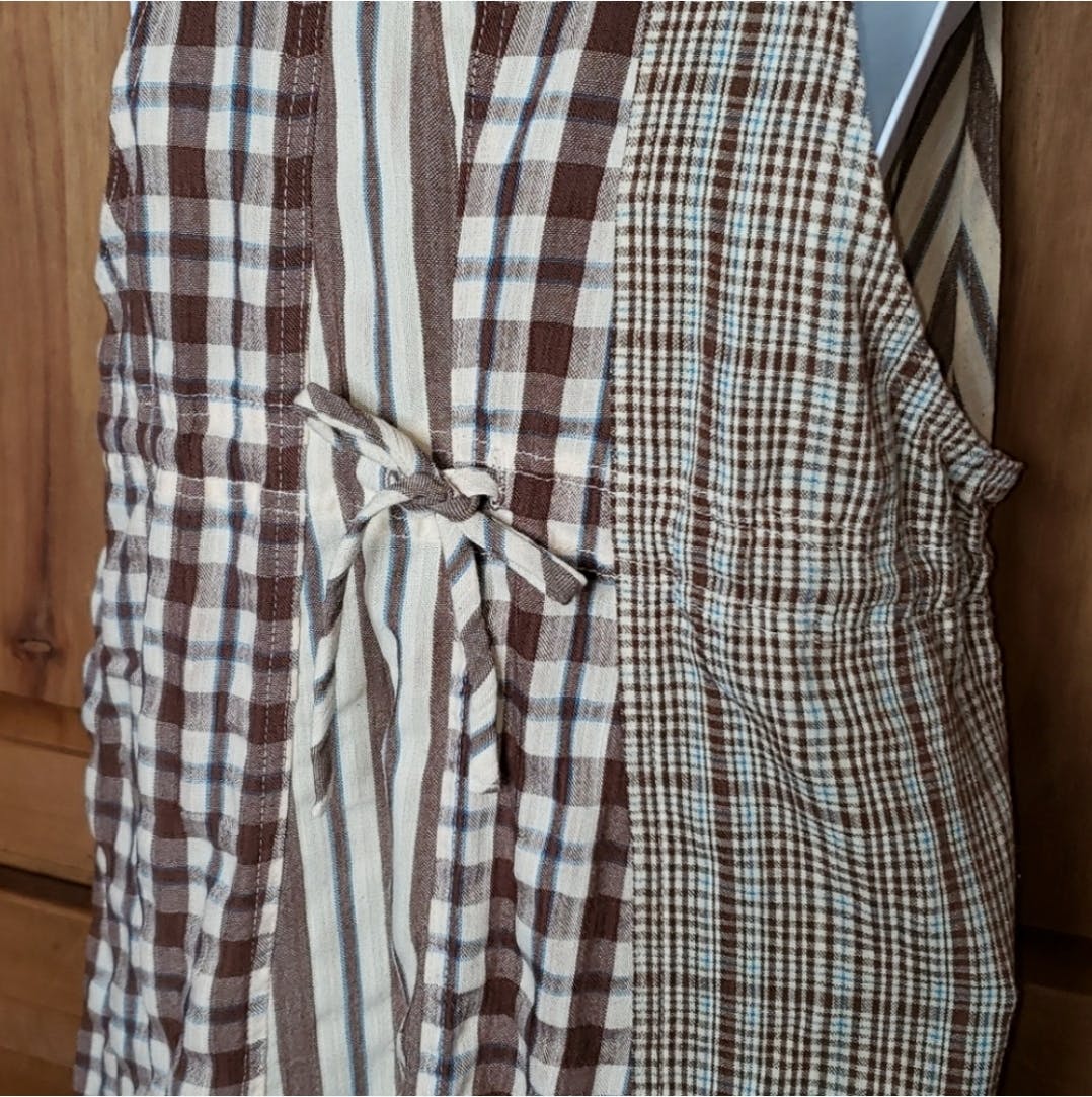 90's Brown Plaid and Stripe Overall Style Maxi Dress by Esprit - Image 9