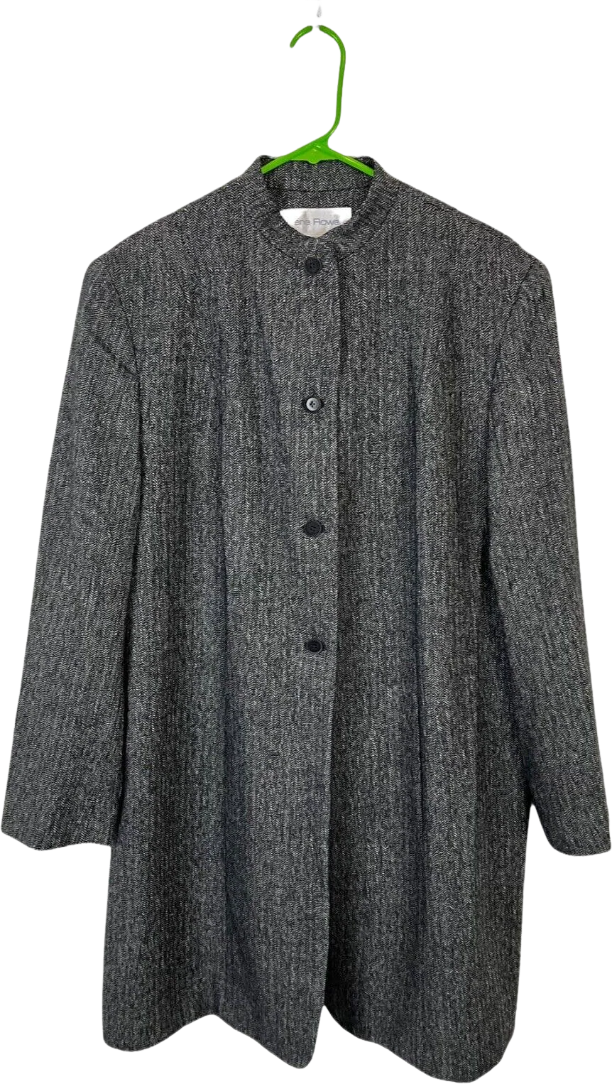 Overcoat Jacket Women's Herringbone Merino Wool Mid Weight Size 16w by Rena Rowan