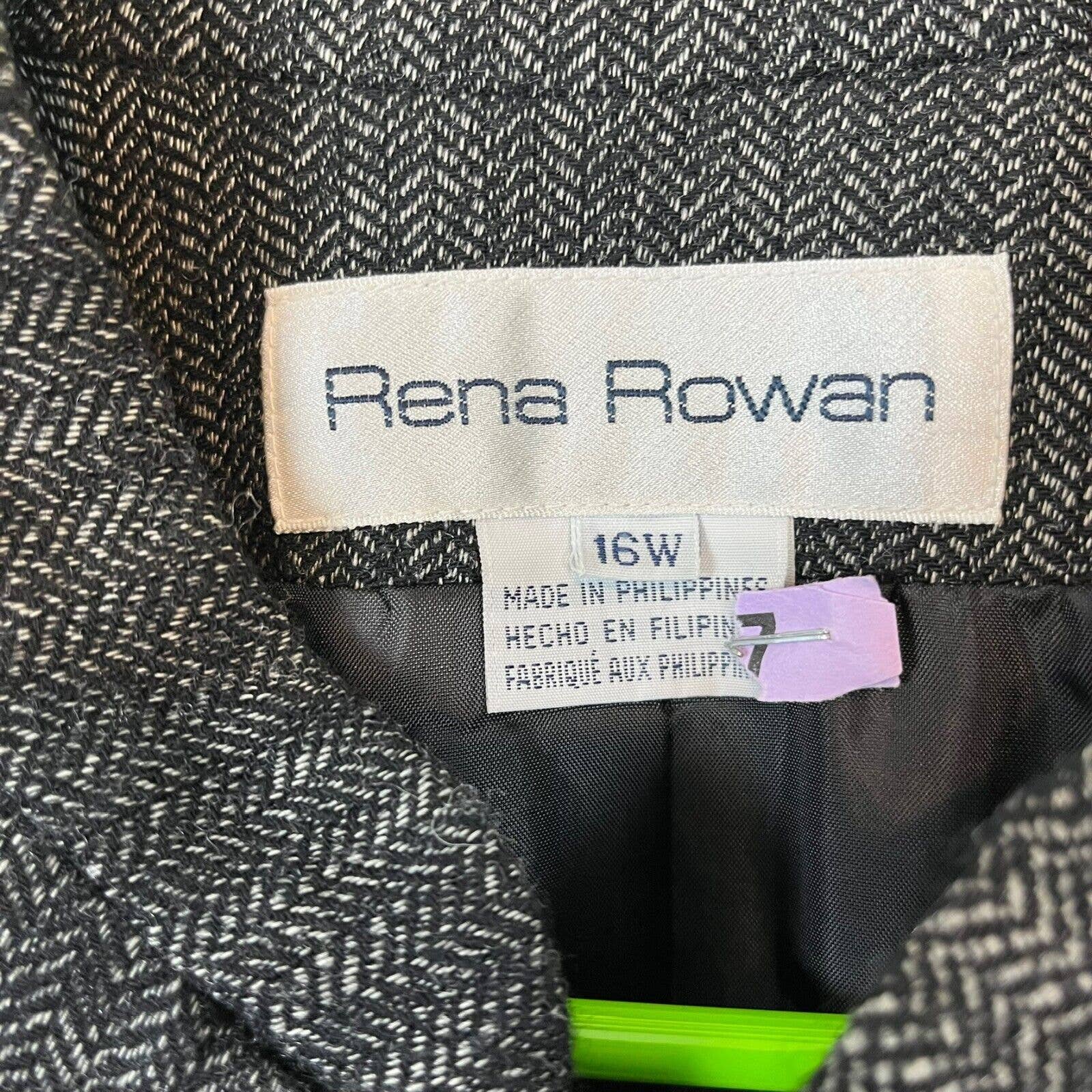 Overcoat Jacket Women's Herringbone Merino Wool Mid Weight Size 16w by Rena Rowan - Image 4