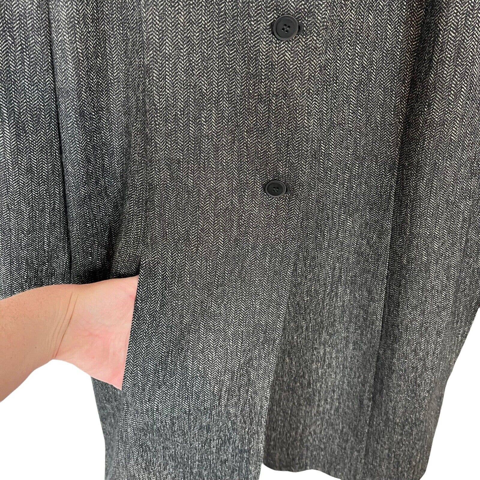 Overcoat Jacket Women's Herringbone Merino Wool Mid Weight Size 16w by Rena Rowan - Image 7