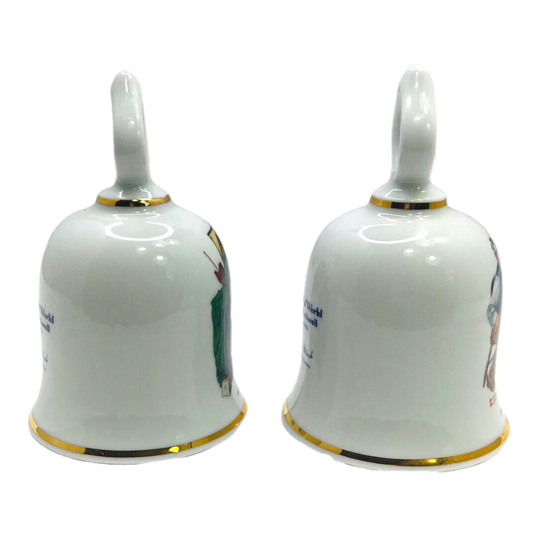 Pair of Limited Edition Bells " Grandpa's Girl" ‘back To School” by Norman Rockwell - Image 4