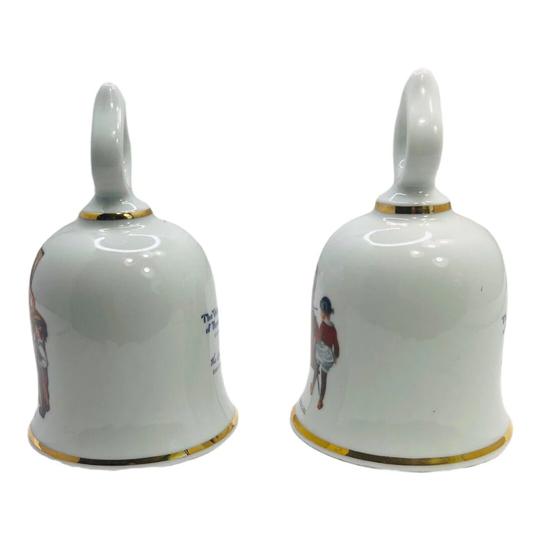 Pair of Limited Edition Bells " Grandpa's Girl" ‘back To School” by Norman Rockwell - Image 6