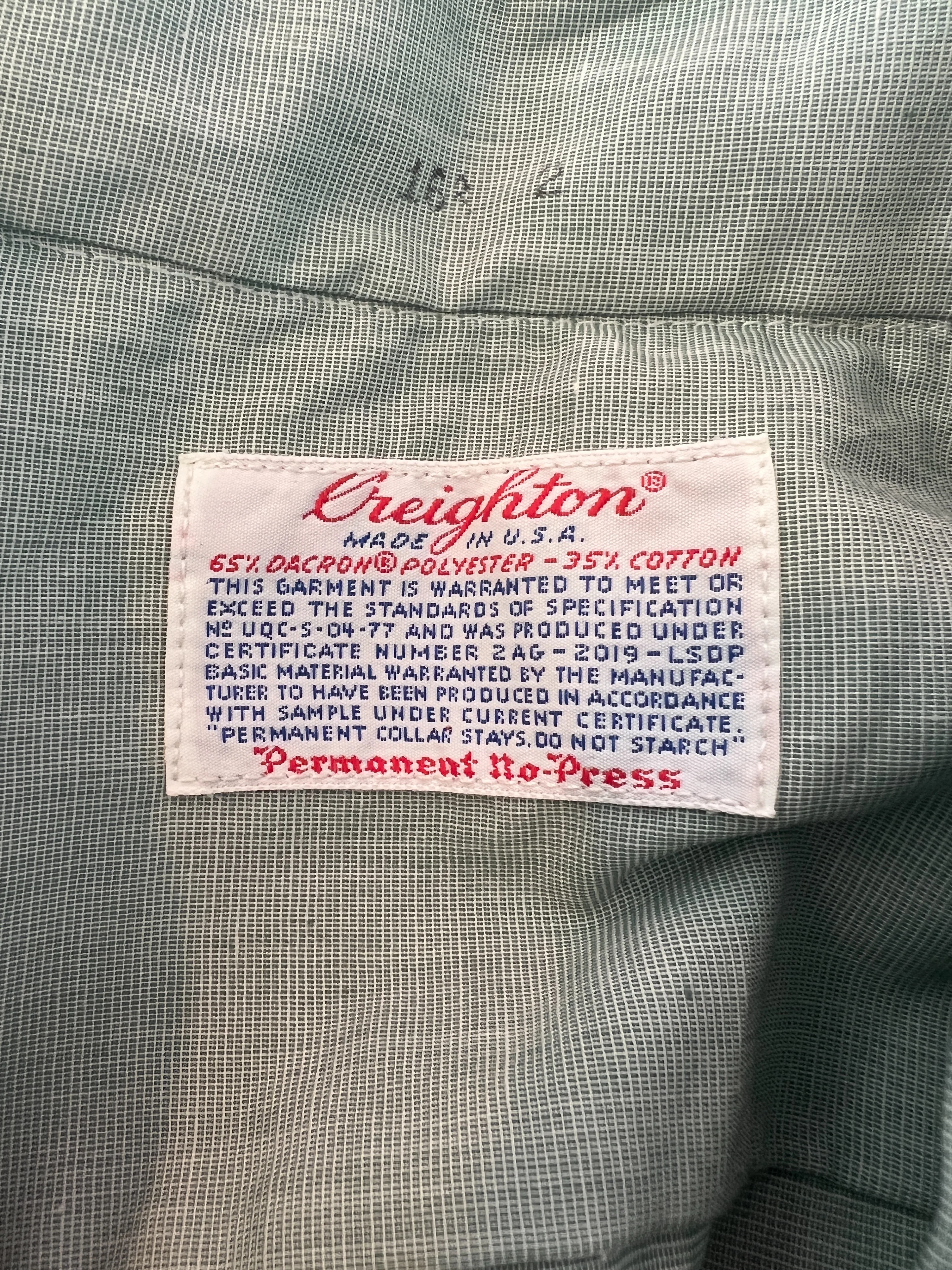 Pale Green Chambray Military Button Up by Creighton - Image 3