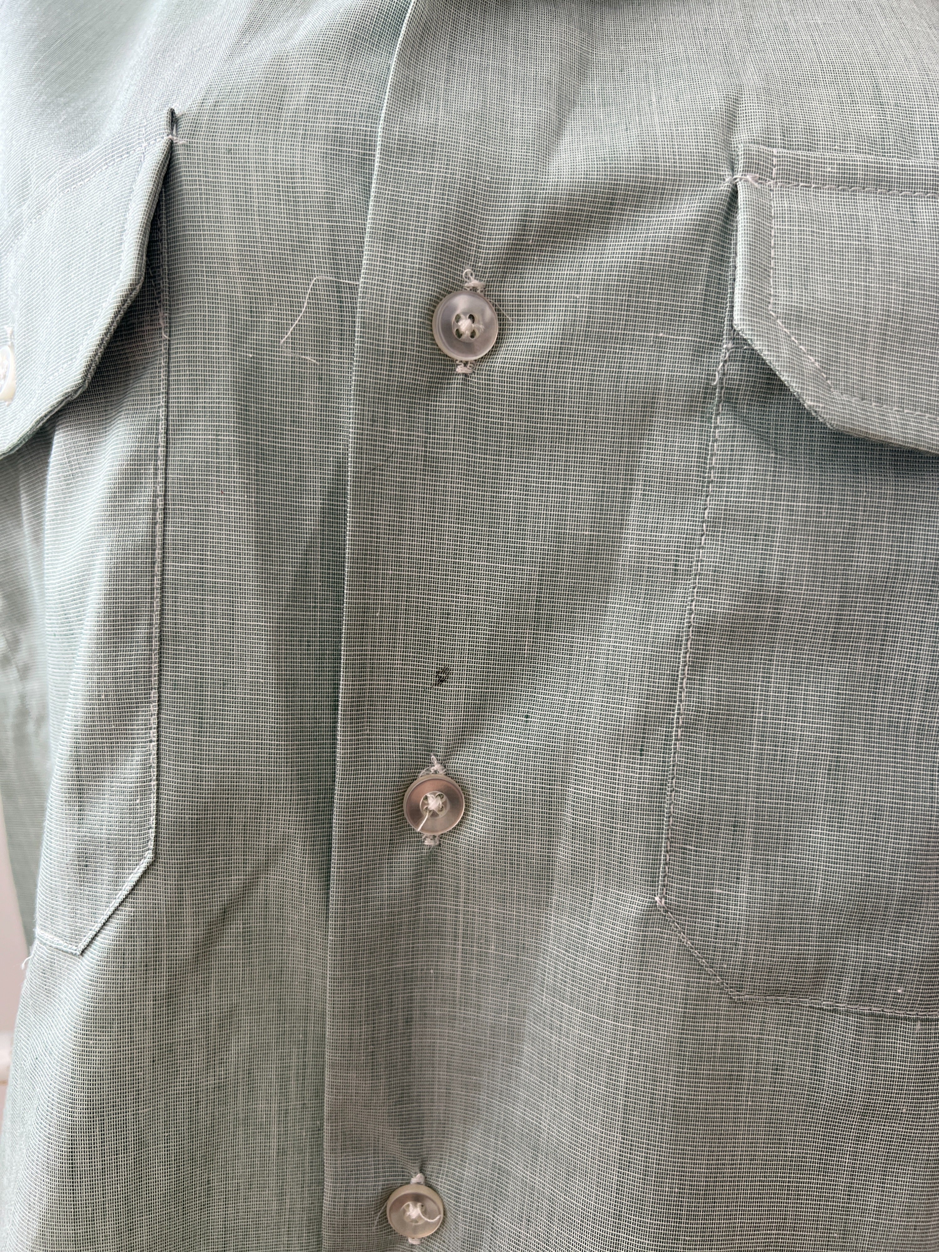 Pale Green Chambray Military Button Up by Creighton - Image 8
