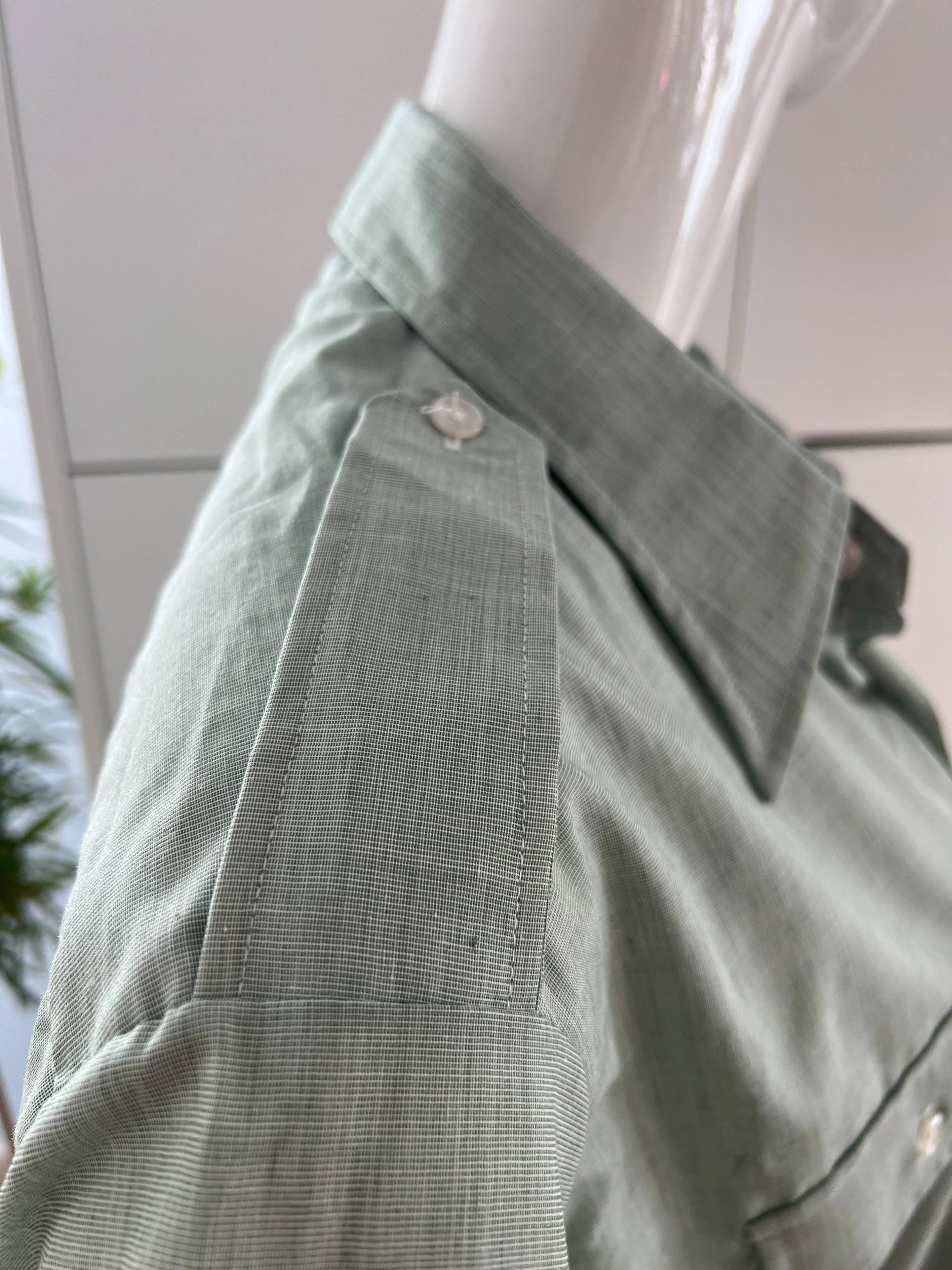 Pale Green Chambray Military Button Up by Creighton - Image 9