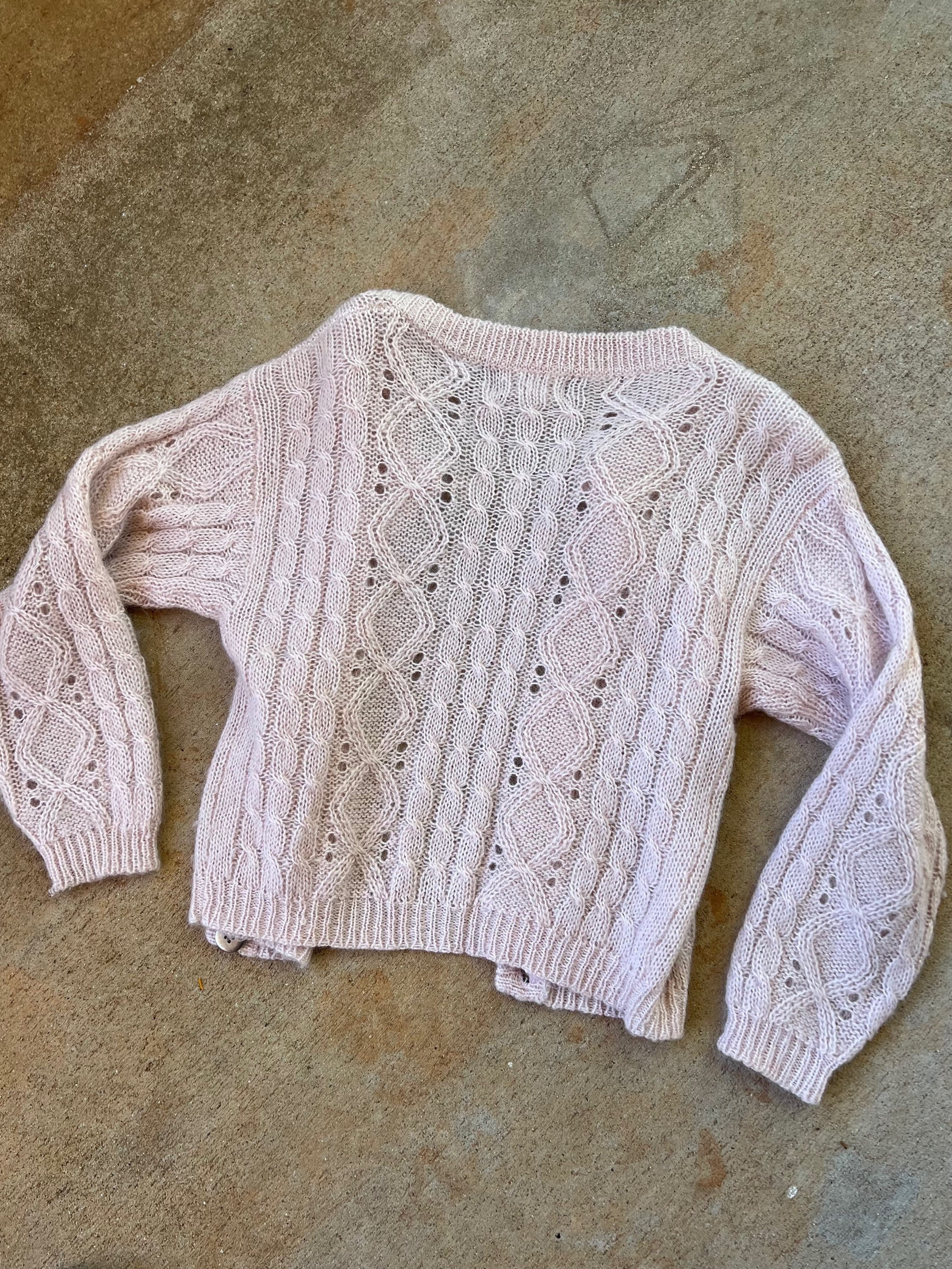 Pale Mauve Mohair Blend Cardigan - Image 5