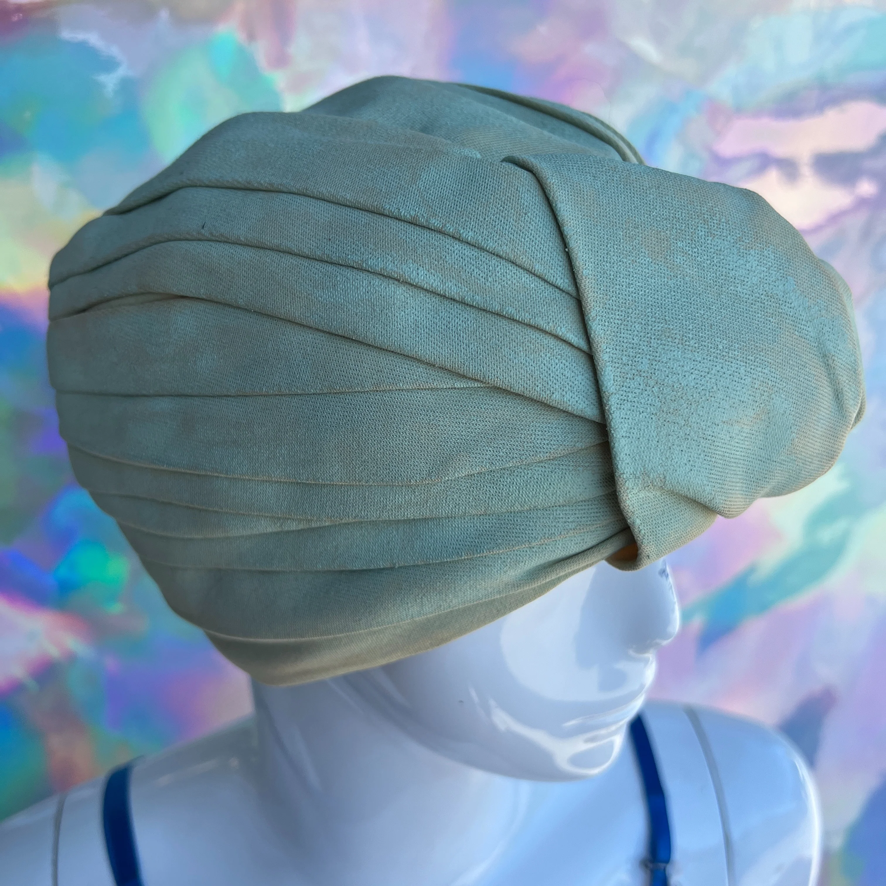 Pale Sage Green Old Hollywood Costume Hat - Image 3