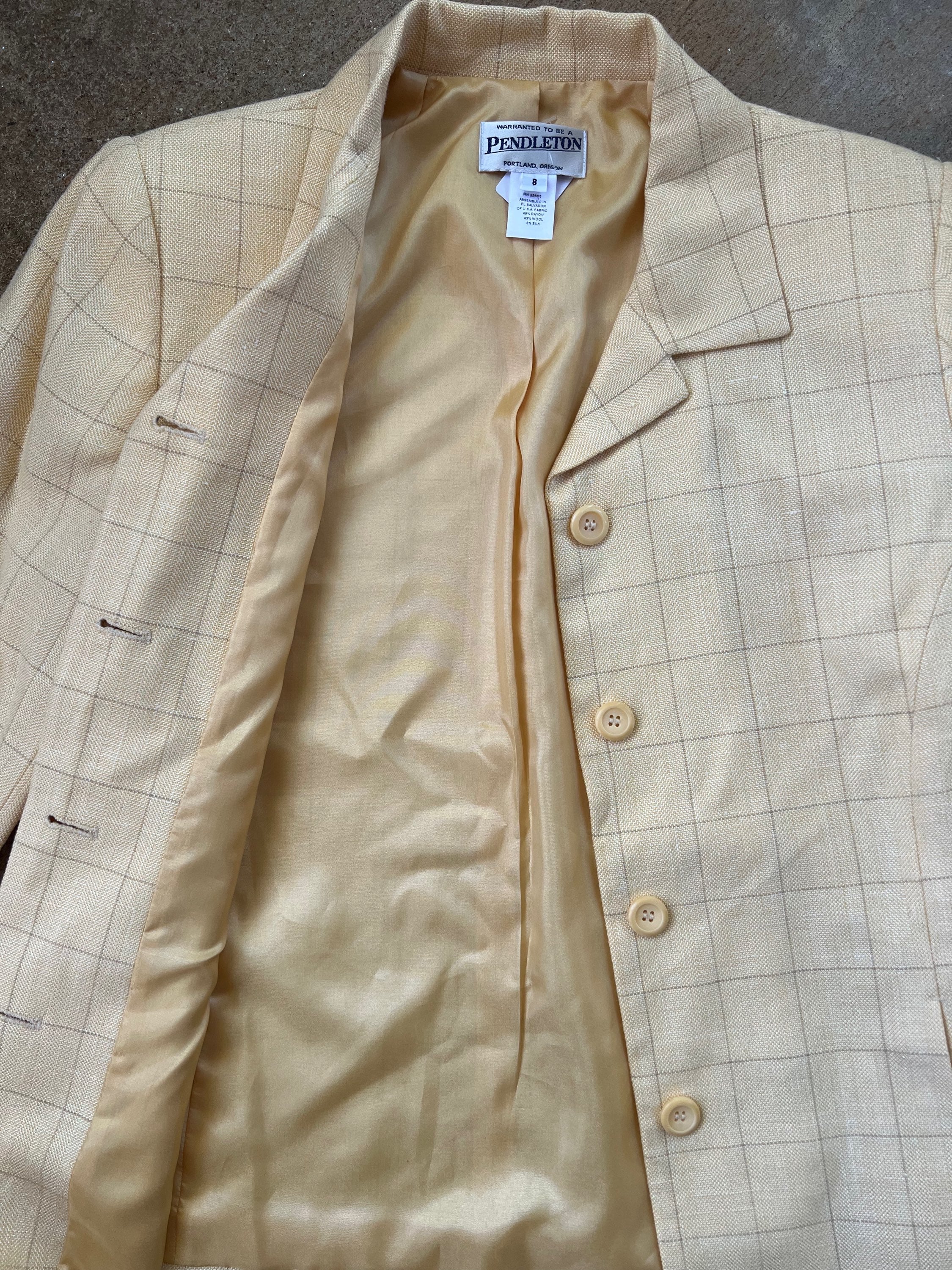Pale Yellow Grid Blazer - Image 2