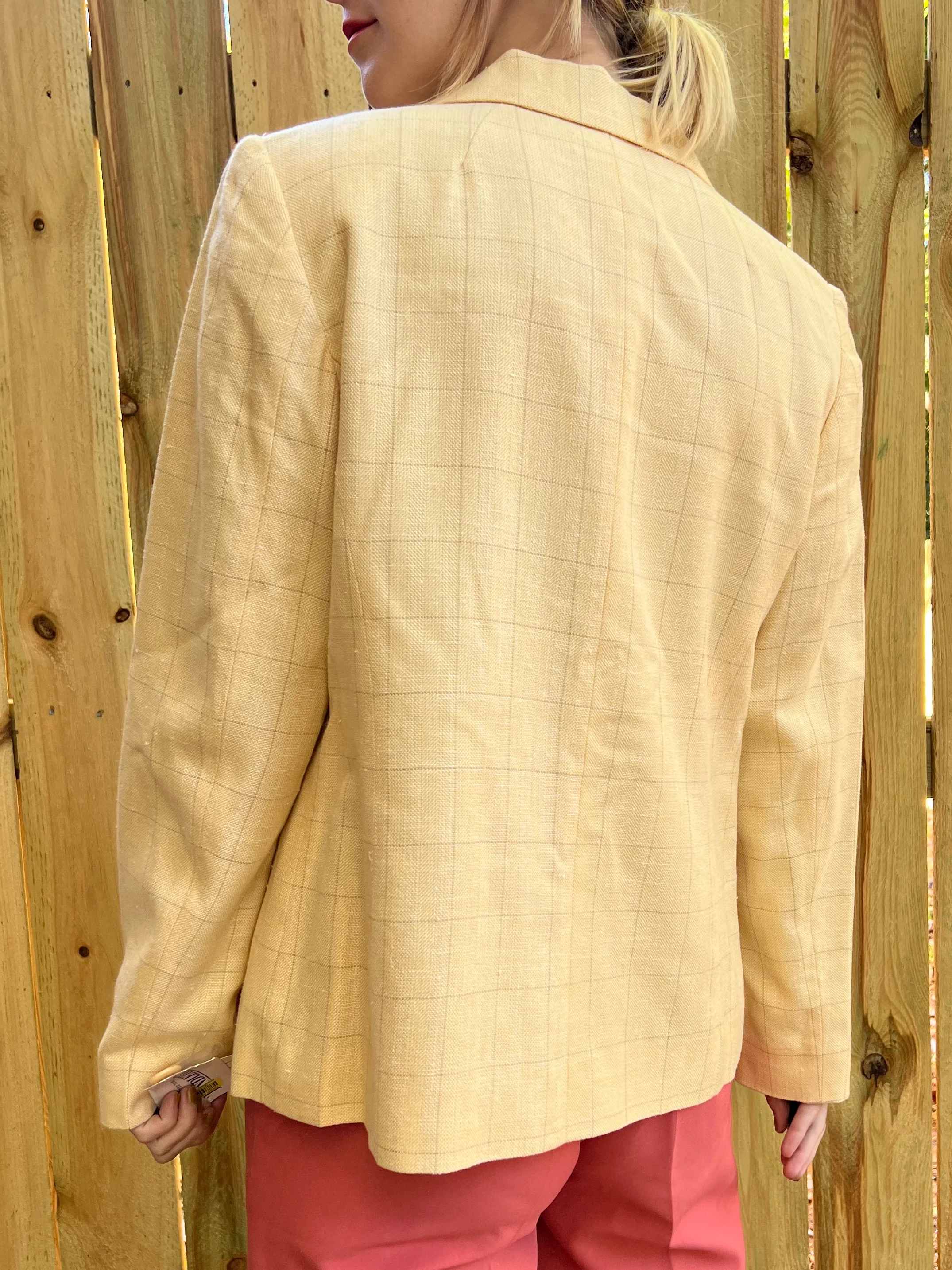 Pale Yellow Grid Blazer - Image 8