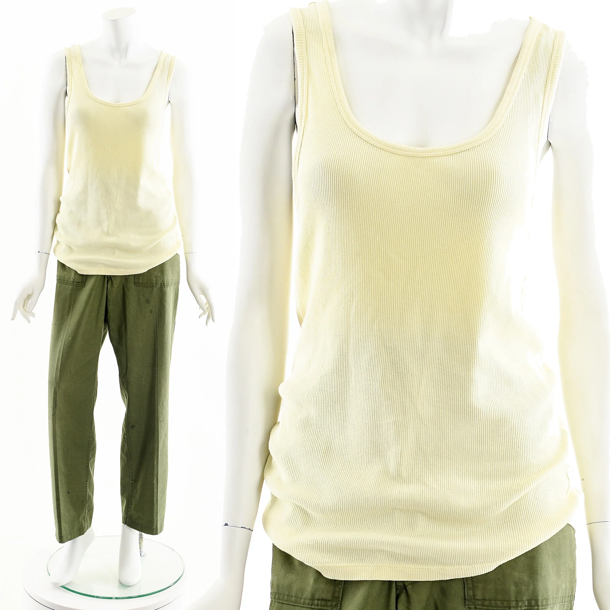 Pale Yellow Ribbed Calvin Klein Tank by Calvin Klein - Image 2