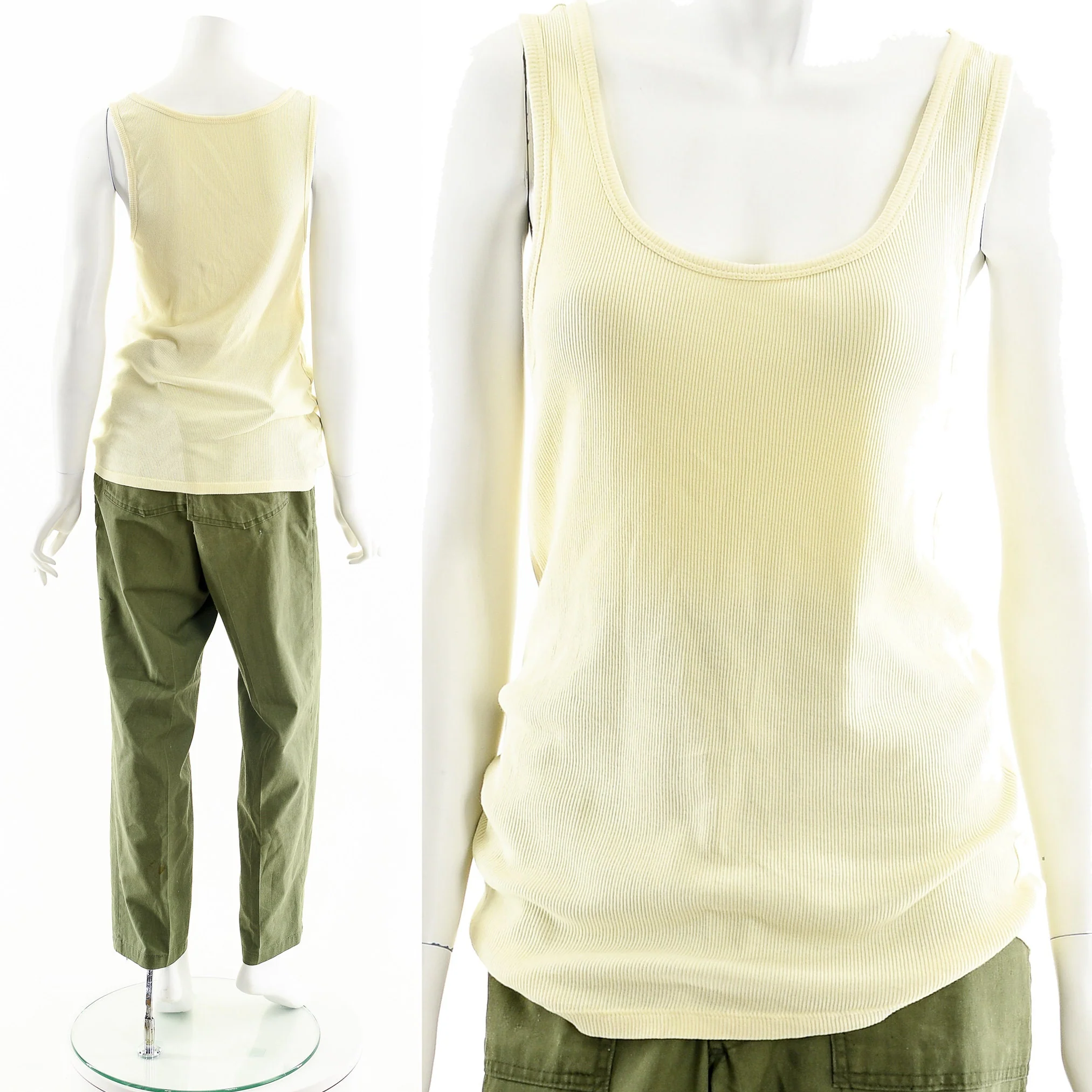 Pale Yellow Ribbed Calvin Klein Tank by Calvin Klein - Image 3