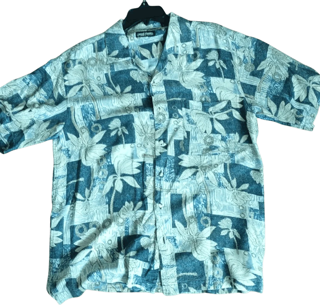 90's Silk Palm Printed Shirt by Lord & Taylor Casual Classics